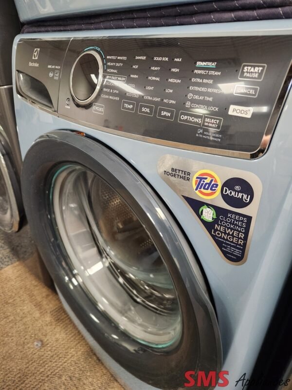 Electrolux Front Load Perfect Steam™ Washer with LuxCare® Wash - 5.2 Cu.Ft. I.E.C ELFW7437AG and Front Load Perfect Steam™ Electric Dryer with Instant Refresh – 8.0 Cu. Ft. ELFE743CAG
